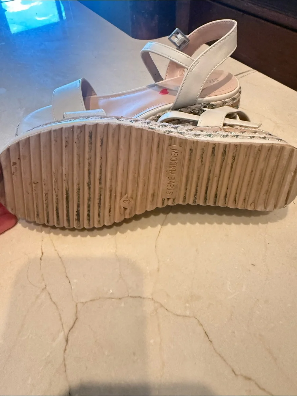 Steve Madden Girls Cream Espadrille Platform Sandals